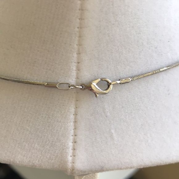 Silver Lock & Key Necklace with Crystal Accents - Picture 3 of 5